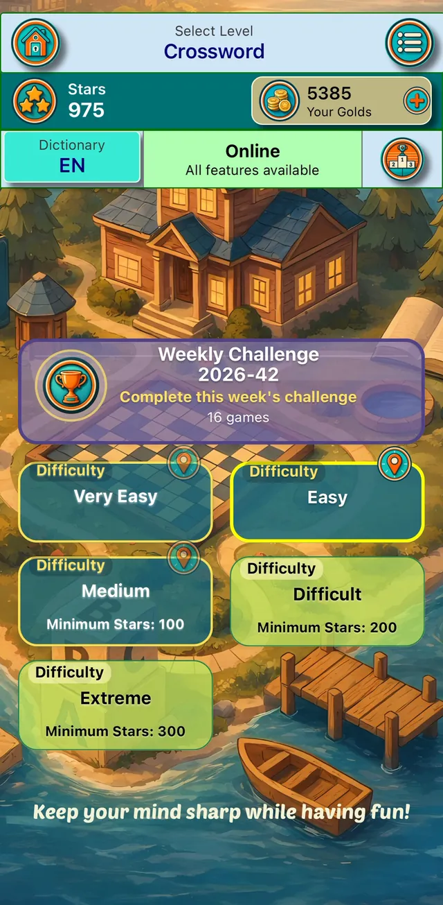 Weekly Challenge and difficulty levels in WordGallery